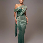 Essential Draped Shoulder Maxi Dress