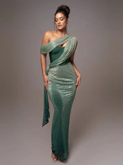 Essential Draped Shoulder Maxi Dress