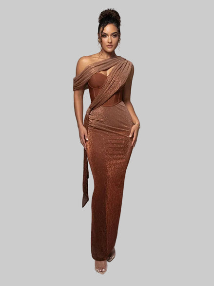 Essential Draped Shoulder Maxi Dress