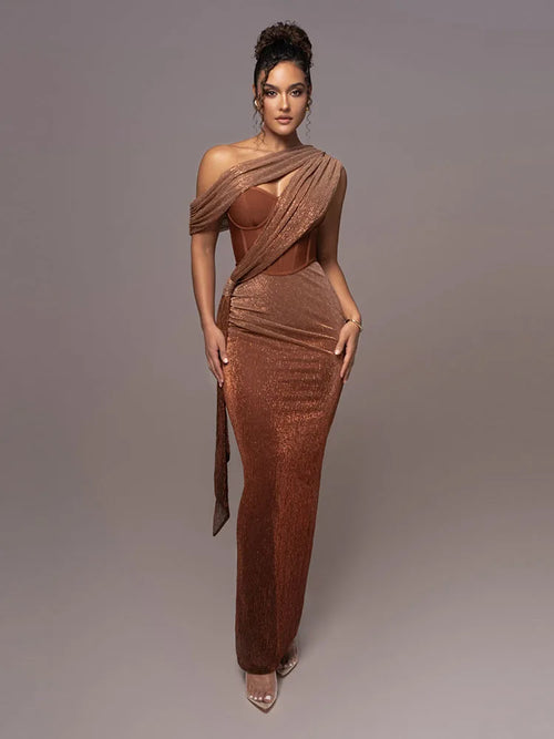 Essential Draped Shoulder Maxi Dress