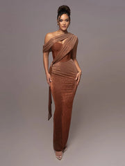 Essential Draped Shoulder Maxi Dress