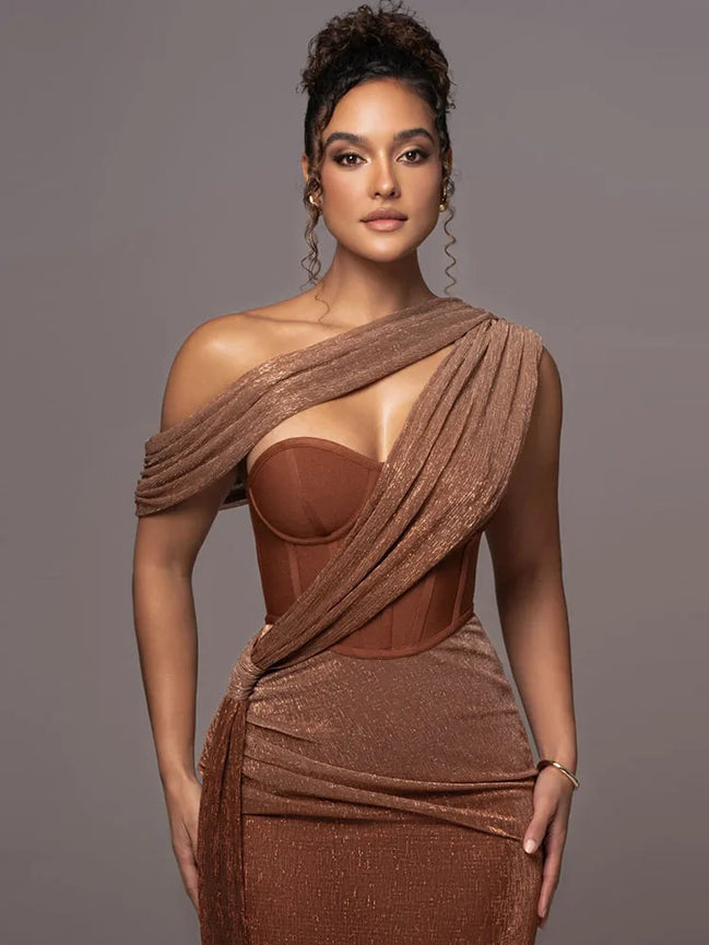Essential Draped Shoulder Maxi Dress