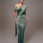 Essential Draped Shoulder Maxi Dress