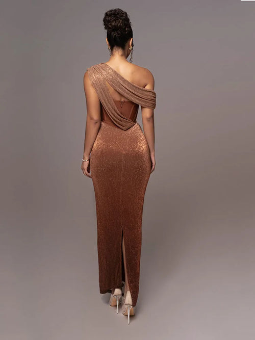 Essential Draped Shoulder Maxi Dress